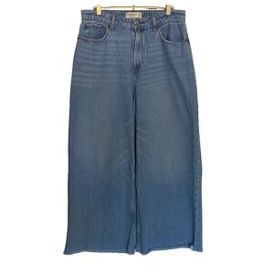 Abercrombie & Fitch The Crop Wide Leg High Rise Jeans Blue Denim Size 29 Womens